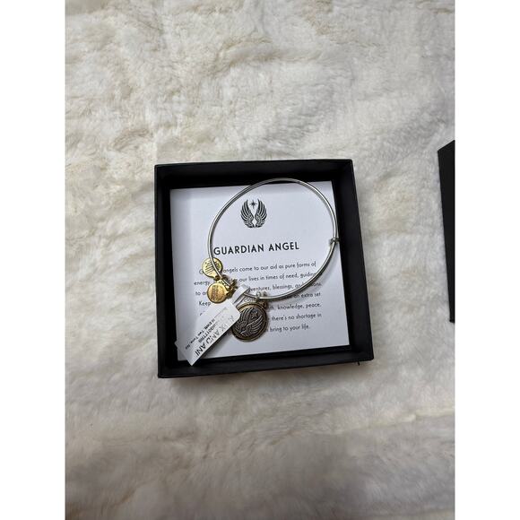 Alex and Ani Guardian Angel Charm Bangle Bracelet | Silver & Gold Tone - Picture 2 of 5
